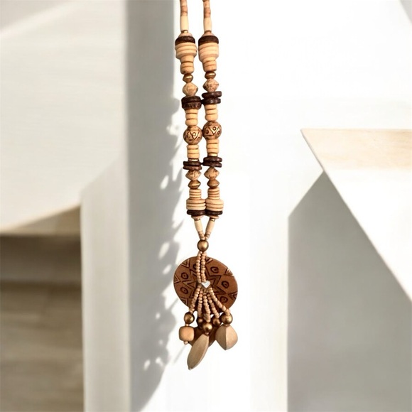 Tribal Earthy Wooden Necklace - Picture 1 of 8